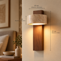 Applique murale Talia — Travertin & bois noyer