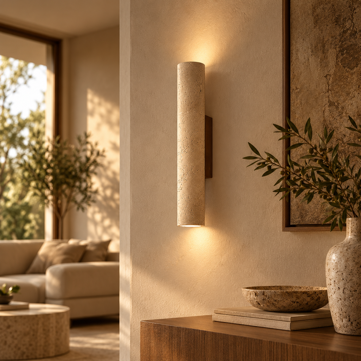 Applique murale Oria — Travertin naturel