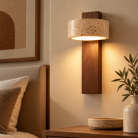 Applique murale Talia — Travertin & bois noyer