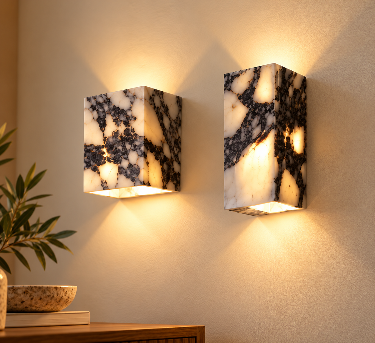 Applique murale Vélia — Marbre veiné noir & blanc
