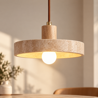Suspension Alba — Travertin & bois naturel