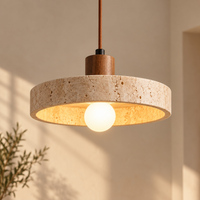 Suspension Alba — Travertin & bois naturel